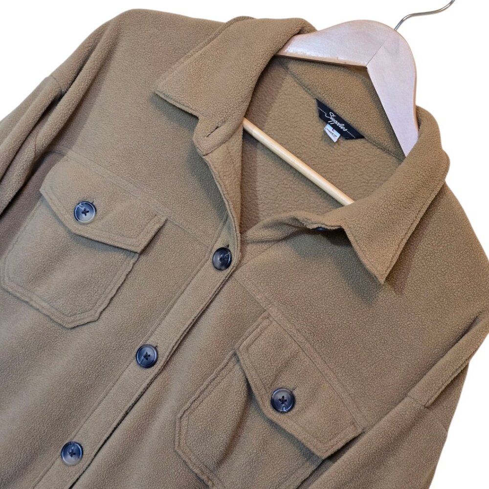 Tan/Camel Fleece "Shacket" sz L - Picture 4 of 8